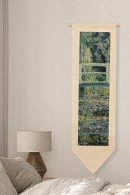 Resim Duvar Halısı Pinterest Oda Dekoru, Monet Sanat Serisi, 100cm Kanvas Flama Askılı Duvar Örtüsü NO:622 - Renkli - 23 / 30 x 100 
