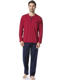 Resim Pierre Cardin 5560 Bordo Damatlık Ropteşambr 5'li Pijama Set 001 