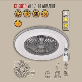 Resim Cata Ct-3011 Yıldız Kumandalı Led Tavan Vantilatörü 