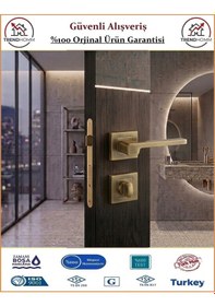 Resim Sofuoğlu Anka Rozetli Kapı Kolu - Antik Sarı - Wc Banyo 