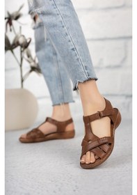 Resim Khayt Marianna Anatomik Ortopedik Rahat Kadın Sandalet Kahve Kahverengi 