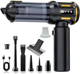 Resim Araç Süpürgesi 2in1 Kablosuz Güçlü Araç Süpürgesi ve Hava Üfleyici - 20000Pa Turbo Vakum Gücü, 3 Kademeli Fırçasız Motor, 8000 mAh Şarjlı Mini El Süpürgesi, HEPA Filtreli Araba Temizlik Makinesi 
