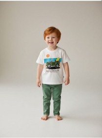 Resim Zekids Erkek Bebek Araba Baskılı Tasarım T-shirt-17197 Çok Renkli 