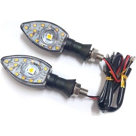Resim Motosiklet Üniversal Led Sinyal Beyaz Camlı Mercekli 