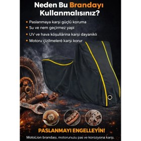 Resim Autolion Kuba Gs 125 Siyah-Sarı Dikişli Kilitli Motor Brandası,örtüsü 