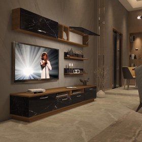 Resim Decoraktiv Trendstyle 5220 Mdf Tv Ünitesi Tv Sehpası - Ceviz - Siyah Mermer 