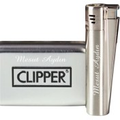 Resim CLİPPER Kişiye Özel Clipper Marka Pürmüz Alevli Metal Çakmak 