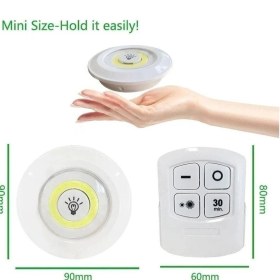 Resim Uzaktan Kumandalı 3 Lü Spot LED Lamba Kablosuz Pilli Işıldak Dolap Işığı Mutfak Rafı Işığı 