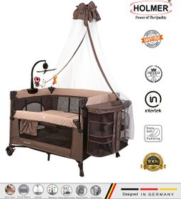 Resim Holmer Coolstyle Premium Cibinlikli Dönenceli Anne Yanı Oyun Parkı Beşik 70x110 CM Bej 