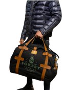 Resim ZACH ZACHARY Vintage Siyah Unisex Spor Seyahat Omuz Askılı Elde Tutmalı Yancepli Pamuk Kumaş El Valizi Çanta 