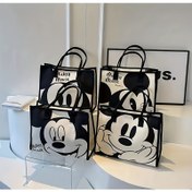 Resim IP Disney Yeni 1 Adet Mickey Karikatür Baskılı Çanta Kadınlar İçin Vintage Moda Omuz Tote Çantası 