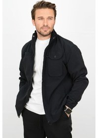 Resim Erkek Regular Krinkıl Kumaş Yağmurluk Mont Siyah Edw082-siyah Siyah 