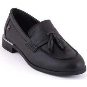 Resim Venüs 2455202k Düz Topuk Püsküllü Deri Loafer Kadın Ayakkabı Siyah 