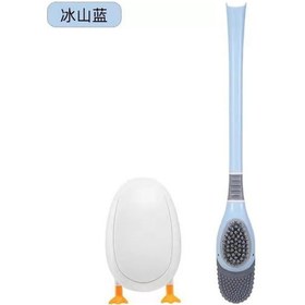 Resim Vkemall Mavi Su Altı Ördek Desenli Duvar Takılı Silikon Tuvalet Fırçası - Delik Olmadan Asılı, Uzun Saplı, Köşelere Ulaşır, Yumuşak Tüyler 