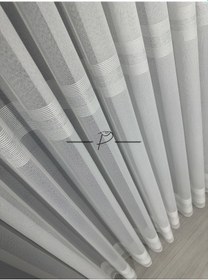 Resim Tül Perde Bantlı Şerit Anotella Desen Lüx Armür 3 Farklı Renk Seçeneği Ekru-gümüş Şerit Çok Renkli 