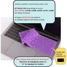 Resim McStorey Macbook Pro Klavye Koruyucu US(ABD) İngilizce Baskı A1706 1989 2159 A1707 1990 Uyumlu 