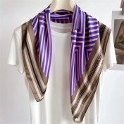 Resim Fernca1 Çizgili Eşarp Ipek Eşarp 70CM Küçük Kare Kafa Bandı Saç Türbanı Kravat Çanta (Yurt Dışından) 