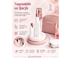 Resim Mercansa 2 Başlıklı Kadın Epilasyon Aleti Kaş Şekillendirici ve Yüz Tüy Alma Cihazı 