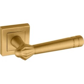 Resim Zeraf Ev Yalı Koleksiyonu Kare Rozetli Alüminyum Kapı Kolu Oda Wc Lavabo Uyumlu Kapı Kolu Mat Altın 