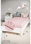 Resim Düz Pudra Bebek Lastikli Yatak Çarşafı %100 Pamuklu 70x140 