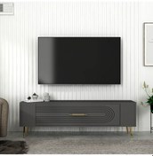 Resim Retrol3ct Tv Sehpası Antrasit-altın 