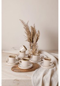 Resim Keramika Straw Stackable Çay Takımı 12 Parça 6 Kişilik Krem 