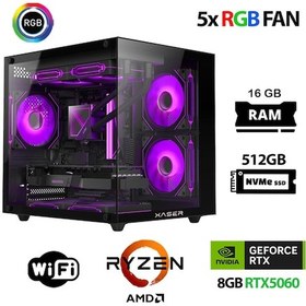 Resim Xaser ECO-X270 R5 5600 16 GB 512 GB M.2 Nvme SSD 8 GB RX5060 Free Dos Masaüstü Oyuncu Bilgisayarı 
