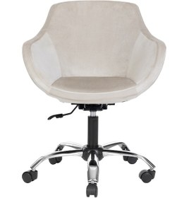 Resim Krom Metal Ayaklı Ofis Çocuk Odası Çalışma Sandalyesi Monoko Bej 