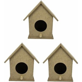 Resim Çantayurdu Küçük Boy Üçlü Boyanabilir Ahşap Kuş Evi 13x10 Cm 