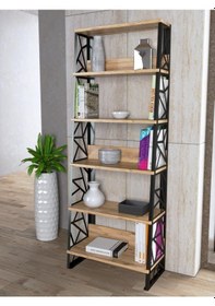 Resim Bessonshome Wood'N Love Albatros 5 Raflı Piramit Metal Kitaplık - Atlantik Ça 