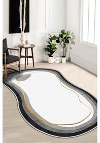 Resim West Home Makinede Yıkanabilir Kaymaz Taban Leke Tutmaz Kesimli Salon Halısı Mutfak Halısı Ve Yolluk 609 White 