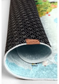Resim Dünya Haritası Oyun Matı 120x160 cm Bebek Çocuk Halısı Mavi Yenidoğan Yumuşak Aktivite Etkinlik Örtüsü 