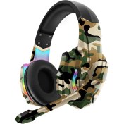 Resim Karler Bass Karler G9600 Stereo Rgb Gaming Oyuncu Mikrofonlu Kulaklık Kamuflaj Renkli Işıklı Ps4-Xbox-Pc-Tablet 