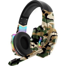 Resim Karler Bass Karler G9600 Stereo Rgb Gaming Oyuncu Mikrofonlu Kulaklık Kamuflaj Renkli Işıklı Ps4-Xbox-Pc-Tablet 
