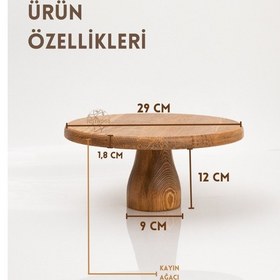 Resim Lucca 29 Cm Ahşap 12cm Ayaklı Yuvarlak Pasta Sunum Servis Tabağı 