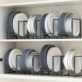 Resim 2 adet Uzay Tasarrufu Paslanmaz Çelik Bulaşık Rafı - Yatay Tabak Tutucu, Tabaklar, Kesme Tahtaları ve Tencere Kapağı için, 3 Katlı Tasarım, Dayanıklı Metal Yapı, Küçük Mutfaklar için Mükemmel, Mutfak Tezgahı için Bulaşık Kurutma Rafı, Tezgah Düzenleyici, Modern Mutfak Eşyaları, Sağlam Metal Çerçeve 