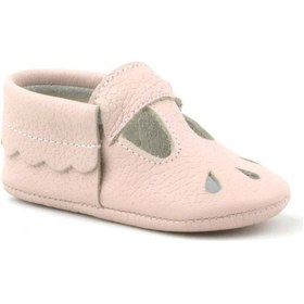 Resim Hapshoe Kids Hakiki Deri Pudra Lastikli Kız Bebek Patik Pudra 