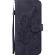 Resim Yihang Boutique IPhone Xs Max Retro Flip Cüzdan Kabartma Kelebek Kapak - Siyah(Yurt Dışından) 