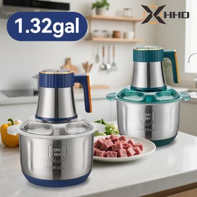 Resim 2-5L 5 Hızlı Hızlı Et Öğütücü, Ev Fonksiyonu, Sebze Doğrayıcı, Sarımsak Pastası, Suyu Noodle, Çok Fonksiyonlu Her Şey Bir Arada Makine, Soğan, Sarımsak, Salata için Mükemmel - Temel Mutfak Aracı 