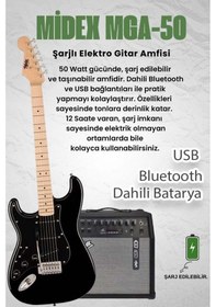 Resim Midex Rph-31bk-50amp Solak Elektro Gitar 50w Amfili Full Set 