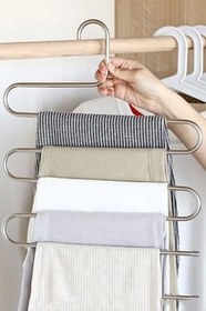 Resim Metal 5 Katlı Pantolon & Şal Askısı Çoklu Askılık Dekoratif Akıllı Düzenleyici 