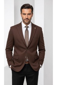 Resim Plus Scorpion Erkek Slim Fit Çift Düğme Çift Yırtmaçlı Blazer Ceket - Premium Dokulu Kumaş 