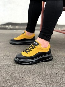 Resim WG Fashion Mp507 St Bağcıklı Süet Cilt Ortopedik Yüksek/kalın Taban Erkek Sneaker Sarı/siyah 