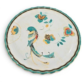 Resim Sudedi Home Hüma Kuşu Desenli Gerçek Altın Yaldızlı Cam Tepsi 31 Cm Hediyeli. Çok Renkli 