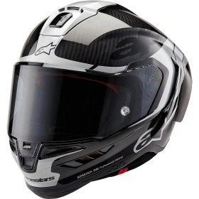 Resim Alpinestars Supertech R10 Carbon Element Spor Motosiklet Kaskı Siyah Gümüş 