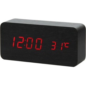Resim Humble Çok Renkli Ses Kontrolü Ahşap Ahşap Kare LED Çalar Saat Masaüstü Masa Dijital Termometre Ahşap Usb/aaa Tarih Göstergesi Btz1 (Yurt Dışından) 