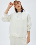 Resim Uzun Kollu Üç İplik Pamuklu Basic Kapşonlu Sweatshirt 