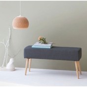 Resim ASELYA HOME Ahşap Ayaklı Puf & Bench Kapı Önü Modern Antrasit 90cm 