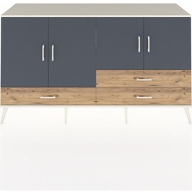 Resim Hyperion Konsol 5 Raflı 3 Çekmeceli 4 Kapaklı 176x44x99 Aytaşı-an Aytaşı-antrasit/çam 