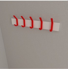 Resim Hepsi3boyutlu Modern Duvar Kapı Askılık - 5 Adet Kırmızı Askılık Krımızı 